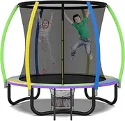 Trampoline for Kids and Adults, 8FT 10FT 12FT 14FT Trampoline with Enclosure and Step Ladder, Safety Net Pad,ASTM Approved, Multi Color