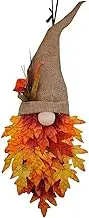 Fall Wreath Burlap Front Door Wreath with Gnomes,Colorful Garland with Maple Leaves, Fall Wreaths for Front Door, Autumn Halloween Decorations for Front Door Hanging Wall Window Home