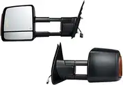 Towing Mirrors Pair Power Heated Defrost Tow Mirror With Signal Light Manual Controlling Compatible For Toyota 2007-2016 Tundra