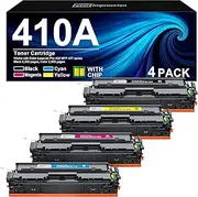 410A Toner Cartridge 410X Compatible for HP 410A 410X CF410A CF411A CF412A CF413A Toner Cartridge Compatible for Color Laserjet Pro MFP M477fnw M477fdw M377dw M452dn M452dw Printer (B/C/My, 4-Pack)
