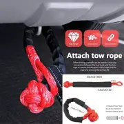 2PC 1/2"Soft Shackle Rope Synthetic Tow Recovery Strap Black&Red 38000lbs UHMWPE