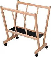 MEEDEN Wood Large Print Rack with Castors, Artist Storage and Display Rack, Premium Drying Rack, Storage for Canvas, Prints, Panels, Posters, Holds Artworks Up to 47", Natural