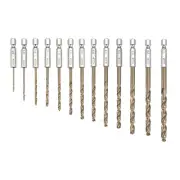 13 Pcs High Speed Steel Twist Drill Bit Set Titanium Coated 1.5mm-6.5mm Dia