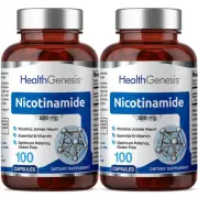 Health Genesis Nicotinamide Vitamin B-3 Flush Free 500 mg 100 Caps 2 pack