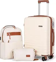 [CONCEPTEN] Carry On Luggage 22x14x9 Airline Approved, 20-inch Hard Shell Suitcases with Wheels,Lightweight Carry on Suitcase with TSA Lock, White, ABS-20in-B