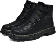 [preautool] Fashion Work Boots Ankle Boots for Men Soft Leather Velcro Casual Zapatos Hombre Tactical Ankle Boots Platform Warm Leather Combat Work Outdoor Boots