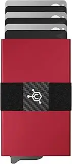 [CODE 118] Wallet - Premium Automatic Smart Wallet, RFID Blocking, 6061-T6 Aerospace-Grade Aluminum, Genuine 3K Carbon Fiber, Easy-Access Trigger Mechanism, Thermal Red, Minimalist