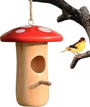Hummingbird Houses for Nesting - Humming Bird Box for Nesting - Wooden Hut Decoration Mushroom Design Pet Shelter for Outdoor Garden Courtyard Patio Yard Porch Balcony