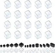 Swpeet 20Pcs 3/4"×3/4" Clear Square Chair Leg Caps, Floor Protectors, Table Chair Leg Protection Cover, Furniture Leg Caps，Leg Tips Covers, Feet Pads, Feet for Furniture Table Chair