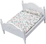 Miniature Double Bed Miniature Furniture Ornament 1:12 Scale Mini House Bed for Mini House Enthusiasts