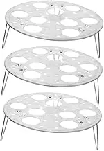 BIUDECO 3pcs Round Stainless Steel Steaming Rack Elevated Egg Holder Stand Multi Function Kitchen Steamer Tray for Even Heat Distribution Compatible with All Stovetops