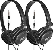 AxcessAbles On-Ear Closed-Back Studio Headphones | DJ Headphones with 6ft Cable and 1/4-inch Jack Adapter | 38mm Neodymium Driver Swiveling Cups| Guitar Practice Headphones | Recording Headphones 2PK