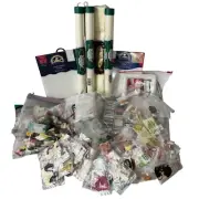 Lot of Cross Stitch Supplies Aida Fabric Cloth Thread Floss Bags Needles Q Snap