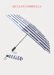 Polo Ralph Lauren McLean Collapsible Umbrella Blue White Striped NWT