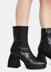 [Public Desire] Black Imagine Chunky Heel Ankle Boots