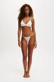 [Body] Body - Sporty Mesh Tanga G String Brief - Coconut milk/metallic L COCONUT MILK/METALLIC