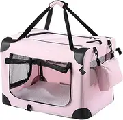Pet Scene 60x42x42CM Soft Dog Crate Foldable Kennel Pet Cage Cat Travel Carrier Puppy Carry Bag Portable Dog Crate,Color:Pink