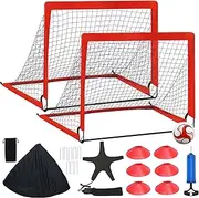 Portable Soccer Goals for Backyard - 4'x3' Pop Up Soccer Net With Ball, Pump, Stakes, Cones, Storage Bag - Easy to Use Premium Training Foldable Net