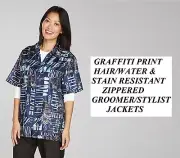 Top Performance Graffiti STYLIST BARBER GROOMER JACKET Hair Water Soil Resistant