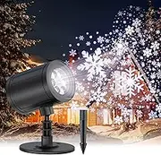 Christmas Snowflake Projector Lights, Indoor Outdoor Snowfall LED Light Projector Waterproof Rotating Snow Effect Christmas Light Projector for Patio Garden Xmas Holiday Party Decoration