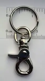 2 Sturdy Lobster Scissor Clasp Claw + Key Ring SILVER Metal Crafts Purses Belts