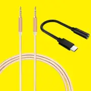 Durable TypeC to 3.5mm Audio Adapter & Cable f Samsung Galaxy S22 Ultra SM-S908U
