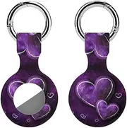 1PCS for Purple Hearts Air Tag Holder Case Waterproof & Shockproof Anti-Scratch Protective Air Tag Cover with Keychain Ring Silicone Tags Holders for Luggage, Backpack, Keys, Pet