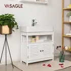 Vasagle 2 Compartment Under Sink Cabinet Shelf Storage with Doors White