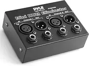 Pyle Compact Mini Hum Eliminator Box - 2 Channel Passive Ground Loop Isolator, Noise Filter, AC Buzz Destroyer, Hum Killer w/ 1/4" TRS Phone, XLR Input/Output, Uses 1:1 Isolation Transformer - PHE400