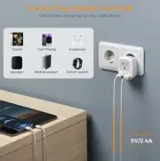3 pcs European Travel Plug Adapter, TESSAN International Power Plug with 2 USB