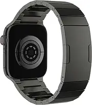 MaKTech Titanium Watch Bracelet Band,Light-Weight Metal Right Angle Link Strap with Embedded Buckle,for Apple Watch 10/9/Ultra 2/SE/8/7[2024] (46mm/45mm/44/49mm,Black)