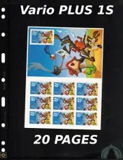 20 VARIO PLUS 1S Pocket Pages for Stamp Currency Collecting Black 8 1/2 x 11