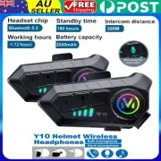 2X Y10 Bluetooth Motorcycle Helmet Intercom Wireless Talking Headset Waterproof