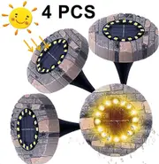 4pcs Ip65 Waterproof Resin Solar Lights Garden 16led Warm White Landscape Lighting Led Recessed Spotlight Floor Light Outdoor For Yard Driveway Lawn