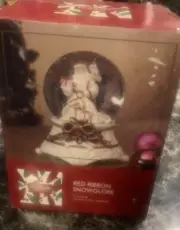 Holiday Home Accents Santa Snow Globe White Ceramic Base Plays Joy to the World