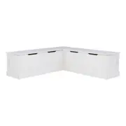 Pemberly Row White Wood Nook With Black Polyester Fabric Cushions