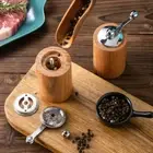 Manual Wooden Spice Mill Cylindrical Grinding Bottle Kitchen