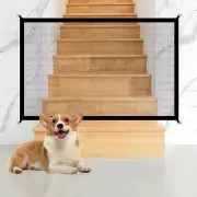 Pet Mesh Gate, Portable Folding Mesh Magic Gate for Stairs Wide 70.8"X27.56", Re