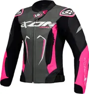 Ixon Vortex 3 Ladies Motorcycle Leather Jacket, black-pink, Size XL for Women Black Pink