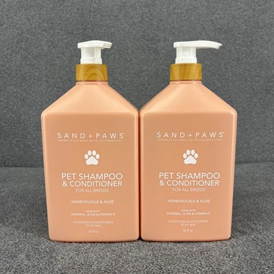 2x Sand + Paws Honeysuckle & Aloe Pet Shampoo & Conditioner 32 fl oz