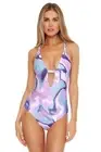 Becca by Rebecca Virtue Blue Agate Skylar Braided Plunge One-Piece Multi/Orchid