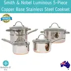 Smith & Nobel Luminous 5-Piece Copper Base Stainless Steel Cookset Cookware Set
