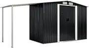 Outdoor Storage Shed with Sliding Doors, Metal Tool Shed for Home/Backyard/Garden Tools/Lawn Mower/Bike Storage/Pool Supplies, 386 x 131 x 178 cm, Galvanised Steel