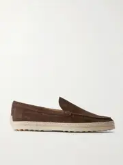 [Tod's] Tod's - Raffia-trimmed Suede Loafers - Brown - IT40.5 IT 40.5 Brown