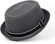 [LINCYS] Men Cotton Pork Pie Hat Dad Flat Fedora Hat Jazz Hat for Gentleman Bowler Gambler Top Hat 3Szie