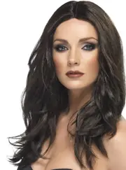 Superstar Womens Short Dark Brown Curly Costume Wig