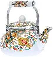 Zerodeko 1Pc Enamel Water Boiling Kettle Thickened Teapot for Gas Induction Cookers Easy to Fill Clean Retro Design for Daily Use for Tea