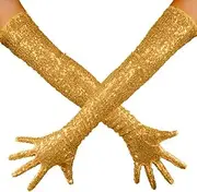 [Generic] Long Sequins Gloves Mesh Sheer Colorful Sparkly for Halloween Evening Costume Dance Party