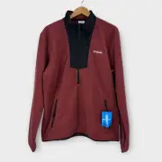 Columbia Men’s Size Large Spice Red Black Sequoia Grove Half Zip Fleece Pullover