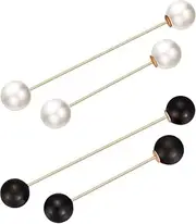 [Generic] 4 Pieces Sweater Shawl Clips Pearl Brooch Pins for Women Cardigan Sweater Clip Double Faux Pearl Brooches Vintage Shirts Pin for Clothes Women Girl Costume Accessory